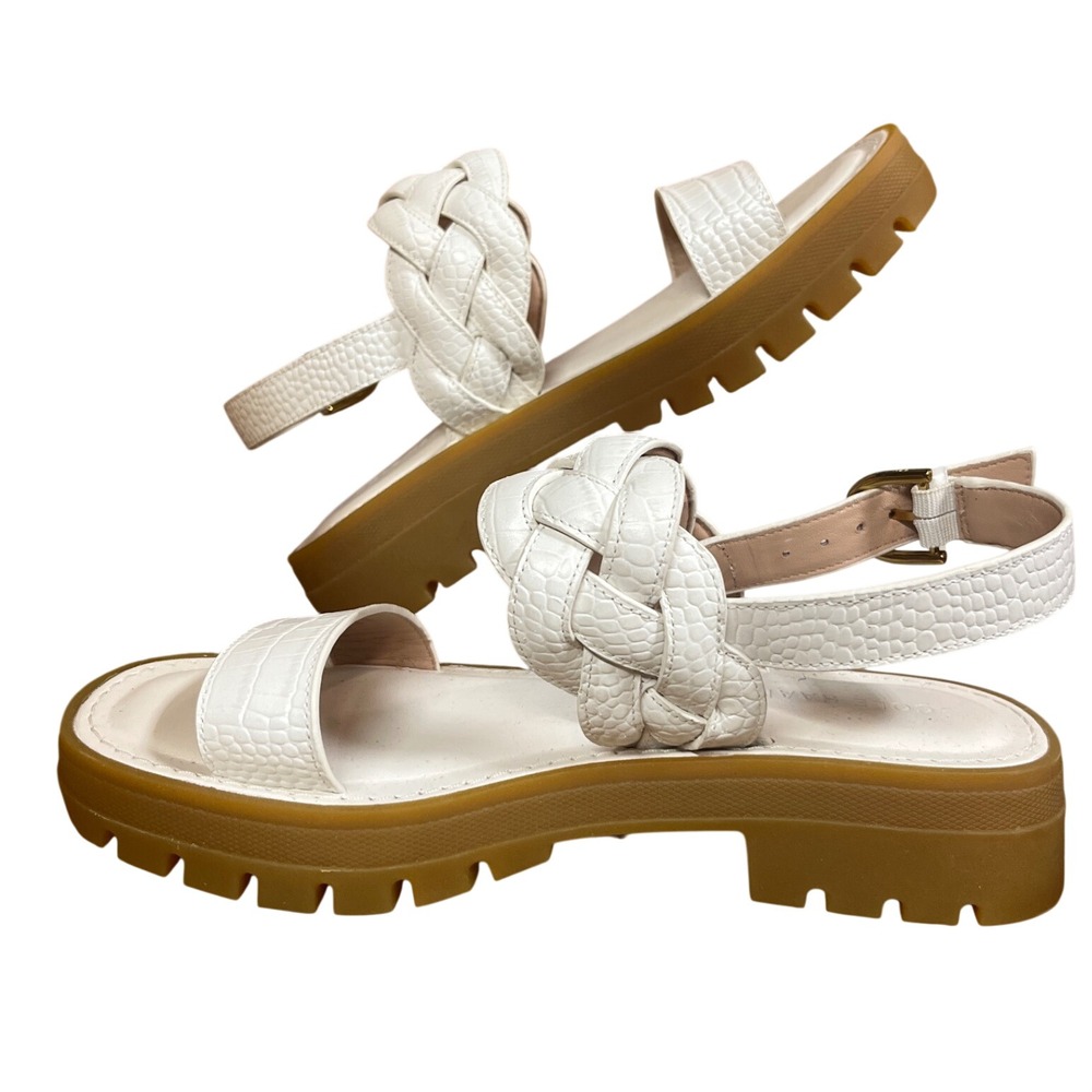 Cole Haan W32652 Platform Sandal Womens 7.5 White NWOB Braided Lug Sole